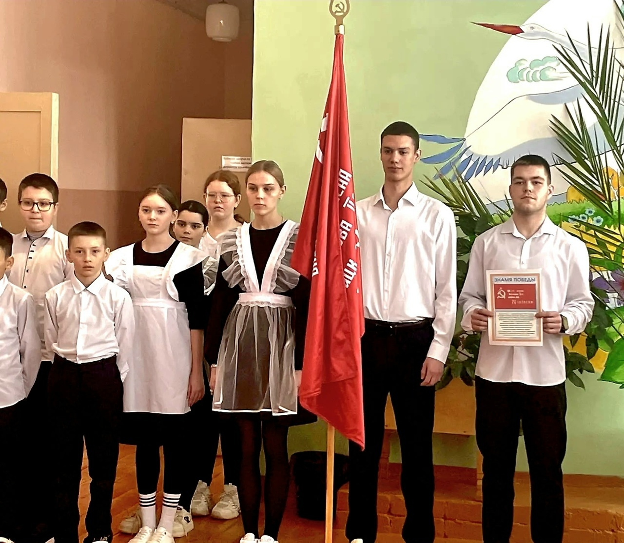 Знамя Победы прибыло в школу села Балтика