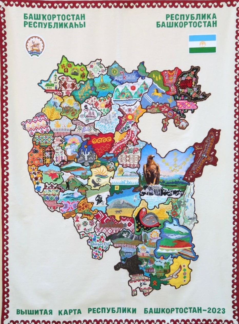 Иглинская мастерица вышила карты 26 муниципалитетов Башкортостана